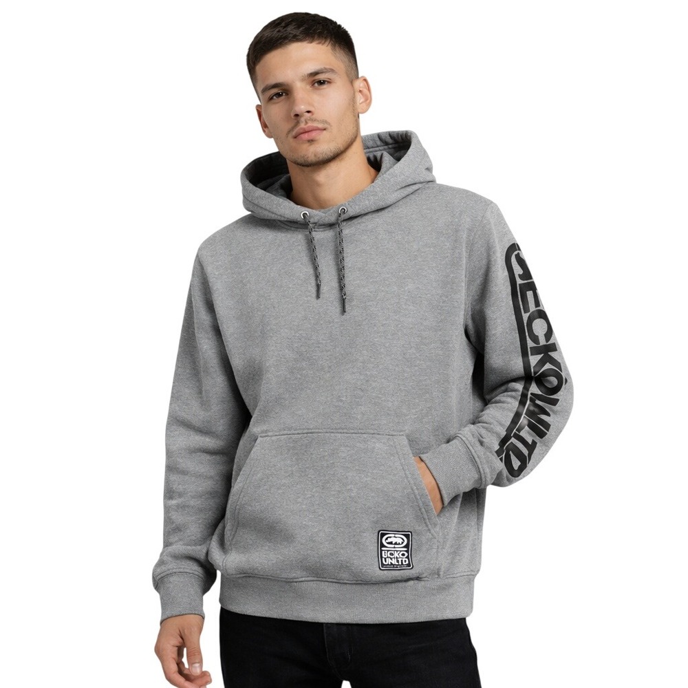 Ecko Unltd Gray Hoodie Rhino Logo Streetwear Y2K SKUM072